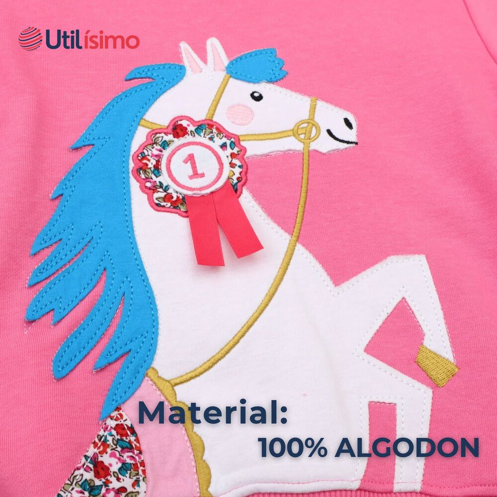 Polerón Niña Manga Larga 100% Algodón Fucsia Unicornio image number 4.0