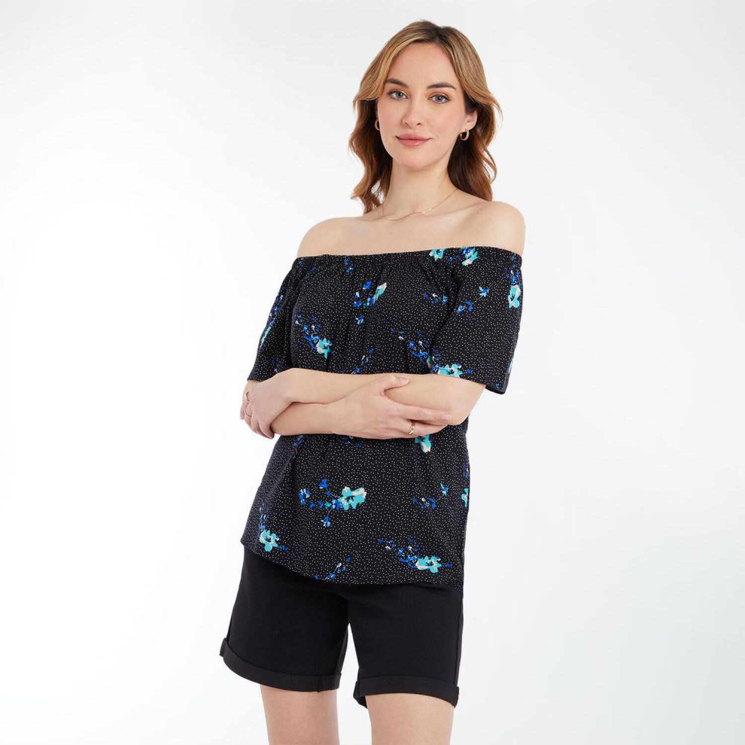 Blusa Print Campesina Manga Corta Cuello Redondo Mujer Geeps image number 2.0