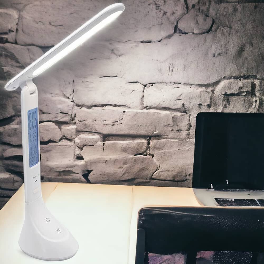 Lampara De Escritorio Led Recargable Touch Con Reloj Dl368 image number 15.0