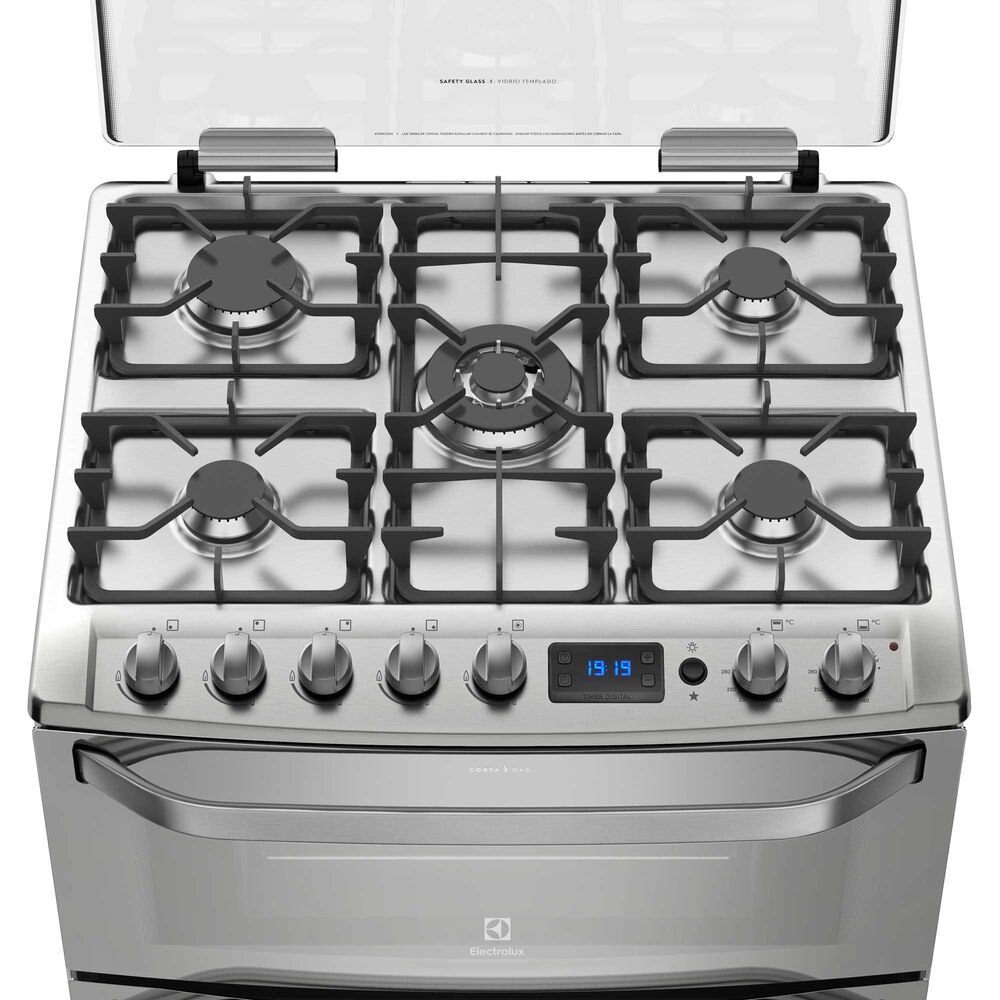 Cocina A Gas 5 Platos Doble Horno Timer Digital 76dxa Inox image number 4.0