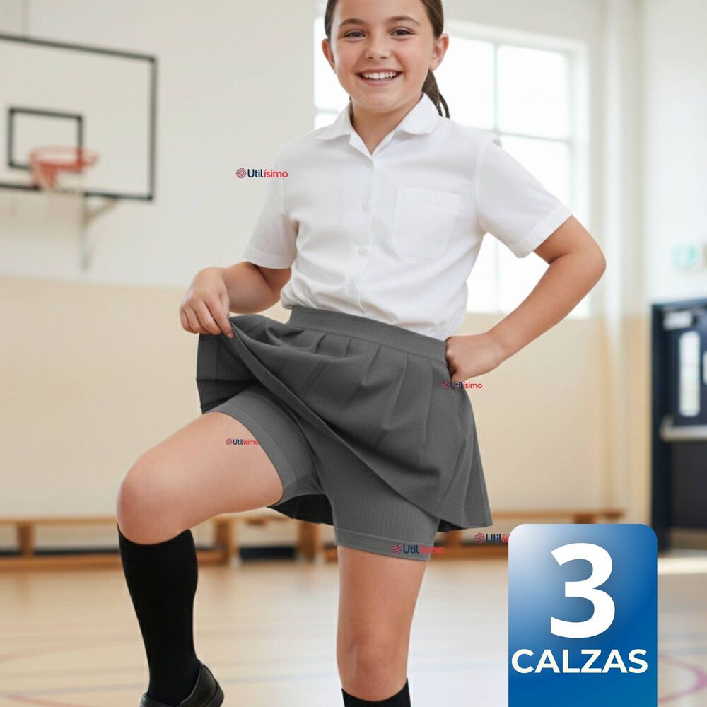 Pack 3 Calzas Cortas Escolar Pata Deportivas Ni&ntilde;a Color Gris image number 0.0