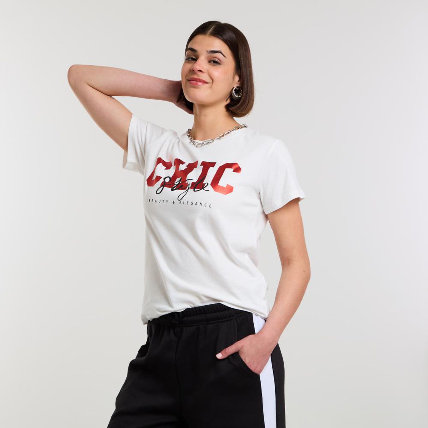 Polera Print Frase Manga Corta Cuello Redondo Mujer Rolly Go image number 2.0