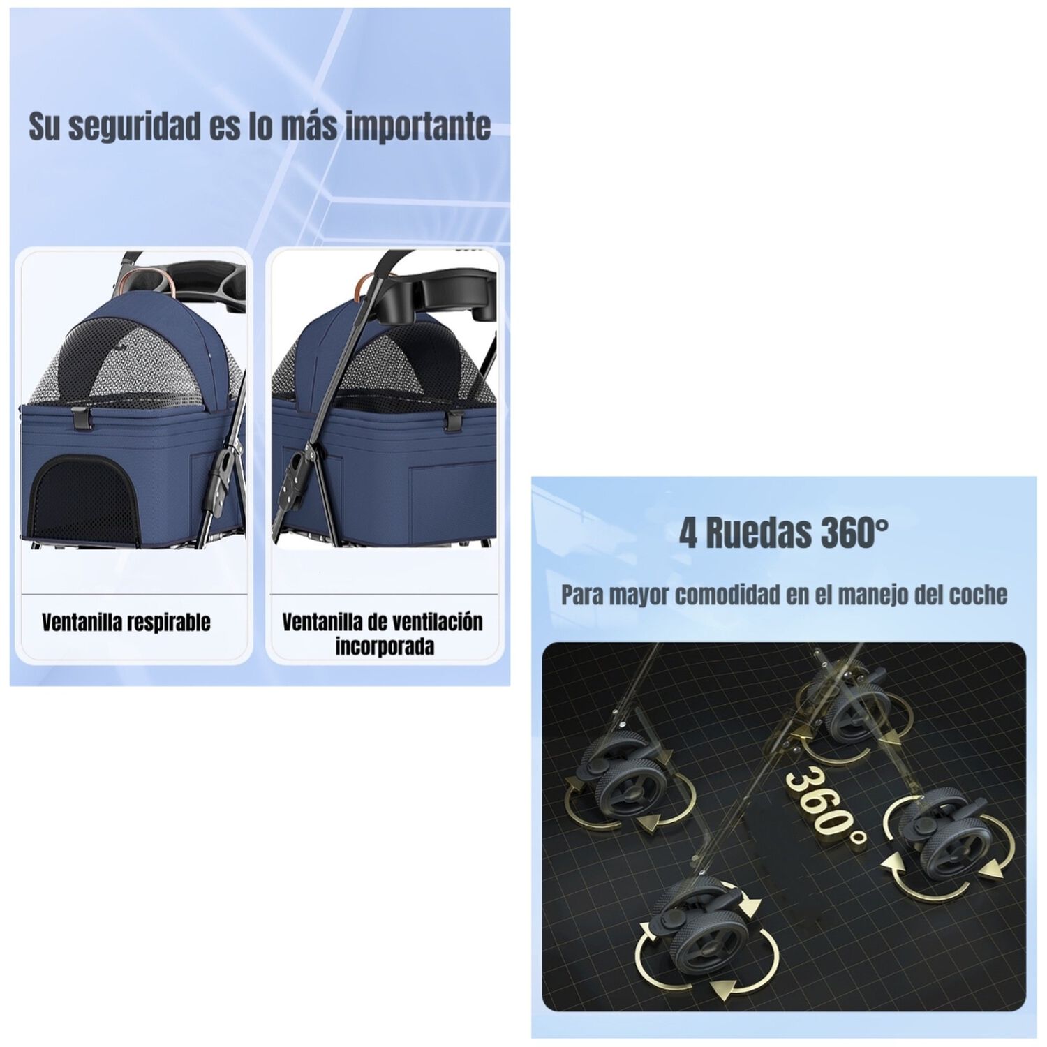 Coche Plegable 2 En 1 Para Mascotas Lubabycas Rosado image number 3.0