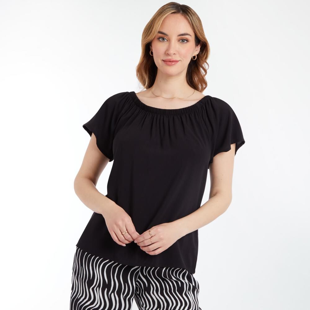 Blusa Lisa Campesina Manga Corta Cuello Redondo Mujer Geeps image number 0.0