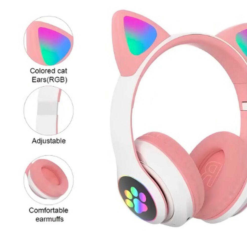 Audífonos Gamer Inalámbricos Rosados Con Luz Led image number 1.0