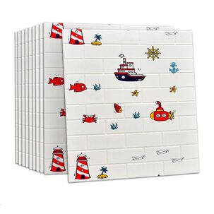 Pack 10 Lamina Papel Mural Autoadhesivo 3d Ladrillo Botes