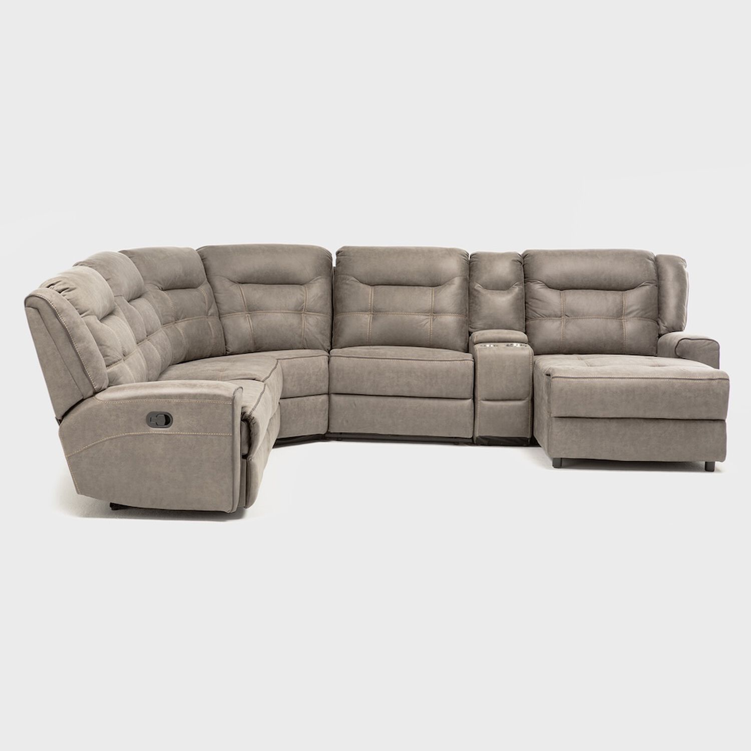 Sof&aacute; Seccional Reclinable Moderno Caf&eacute; Grand image number 4.0