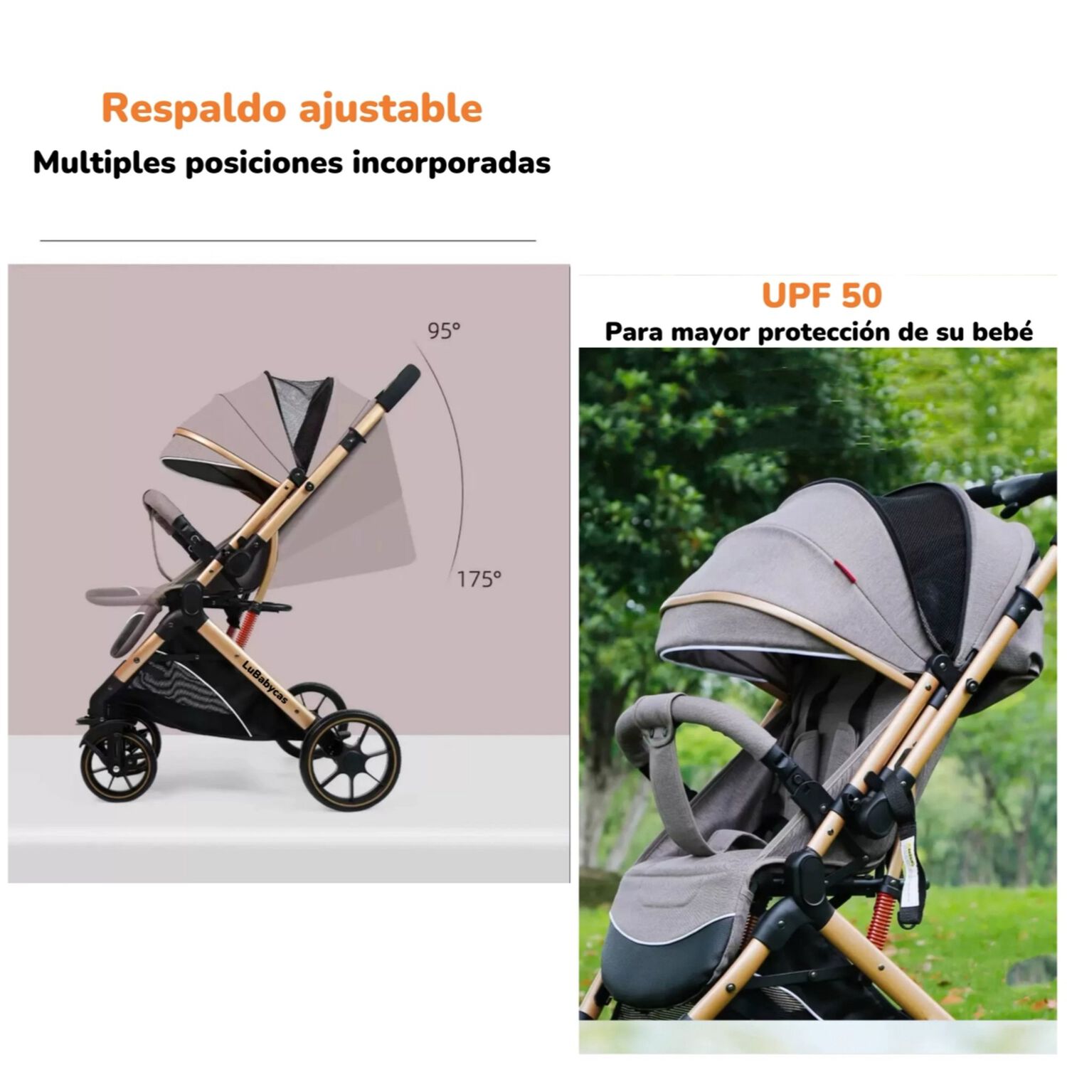 Coche De Paseo Reversible Lubabycas Con Cubre Pies B1 Rosado image number 3.0