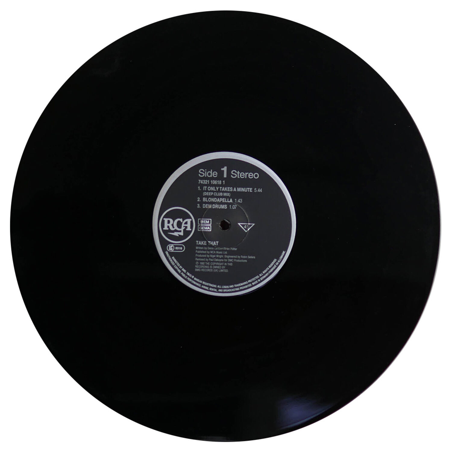 Take That - It Only Takes A Minute | 12" Maxi Single Usado image number 2.0