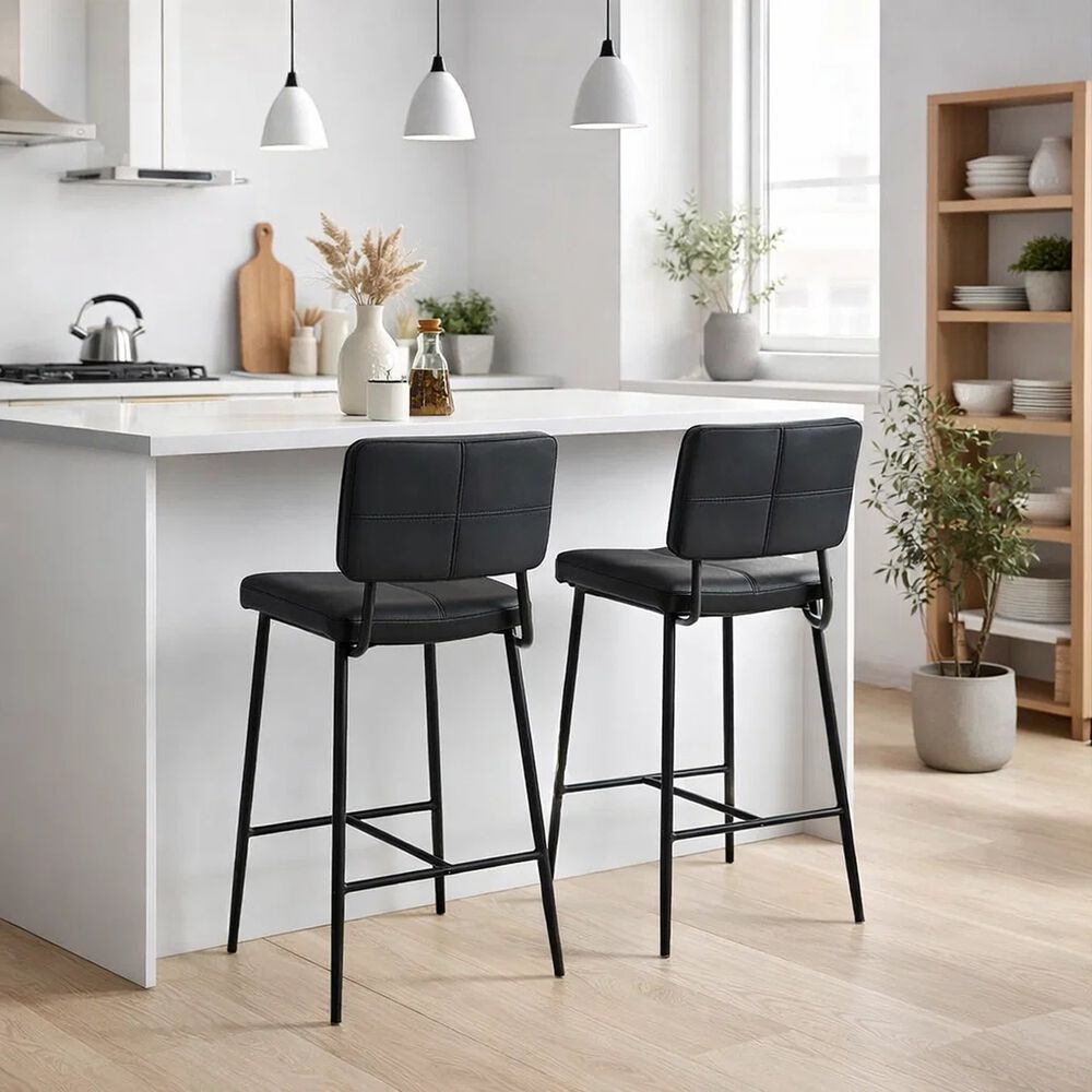 Pack De 4 Taburetes Alto Bronx Negro Con Patas Met&aacute;licas Negras image number 2.0