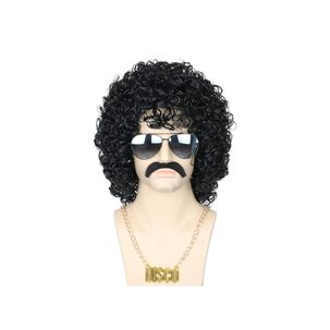 Set Disfraz Afro Retro Hombre A&ntilde;os 80 Onda Disco Pelo
