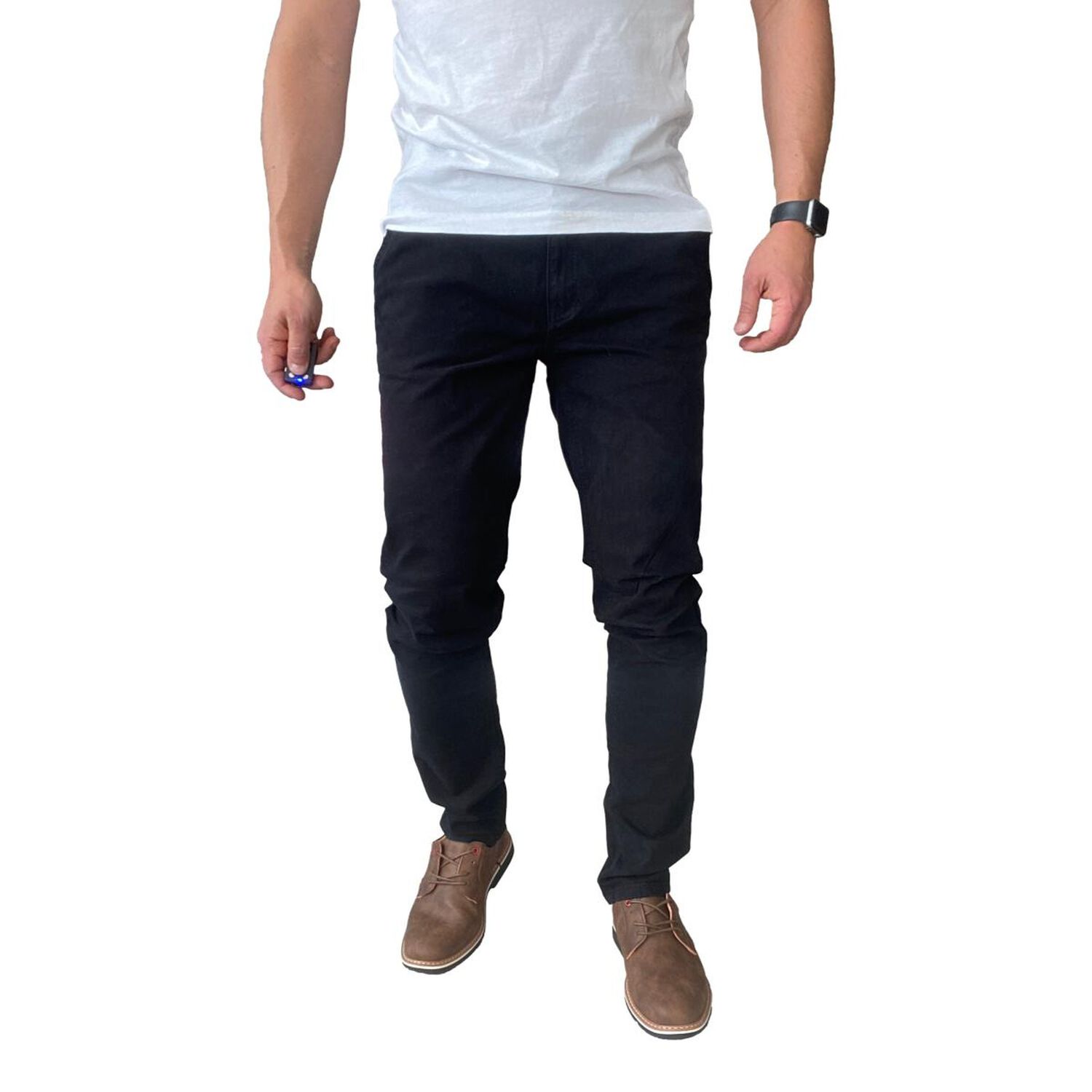 Pantal&oacute;n Elasticados Gabardina Negro Slim Fit Para Hombres image number 8.0