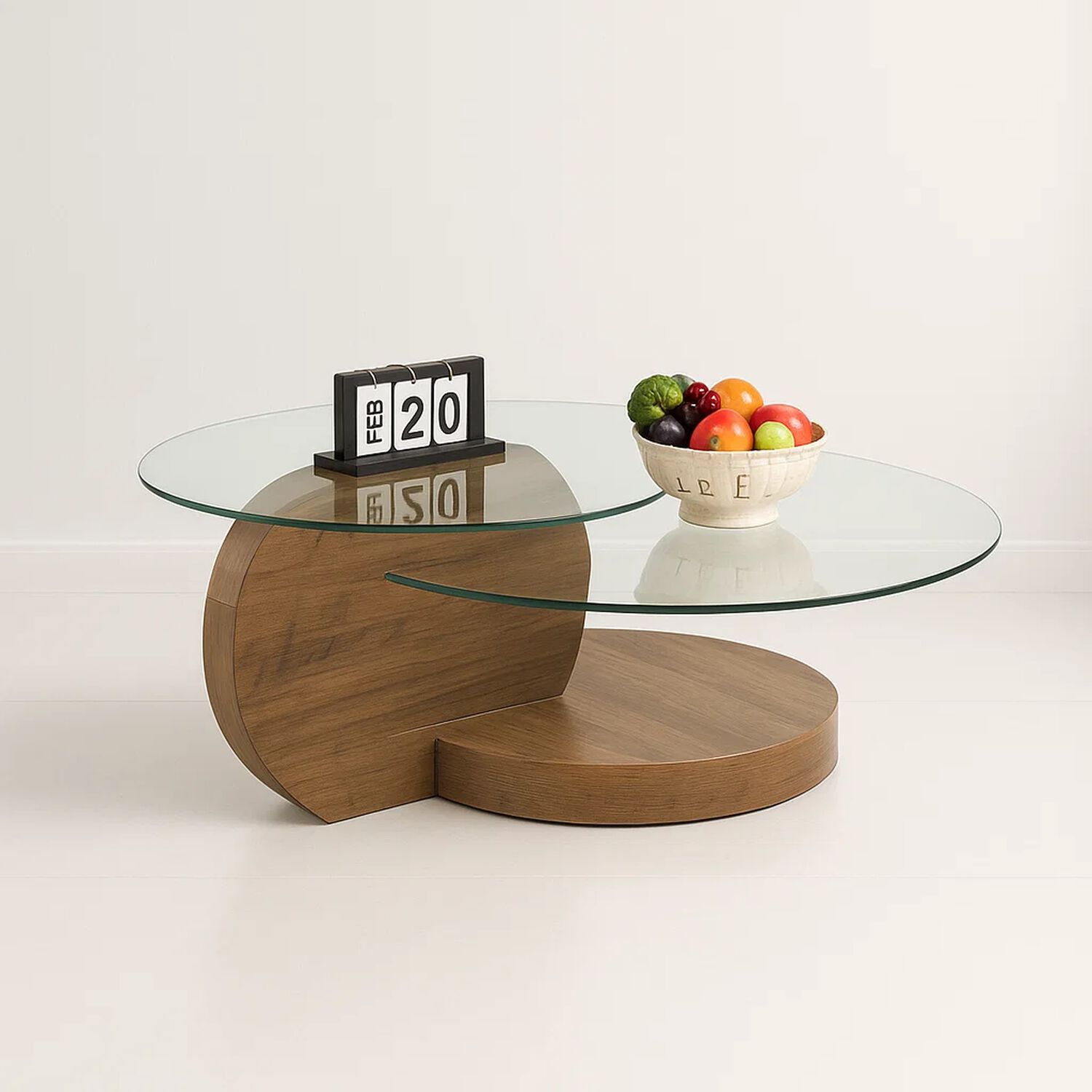 Mesa De Centro Duoglass Con Bases De Madera Y Superficie De Vidrio image number 0.0