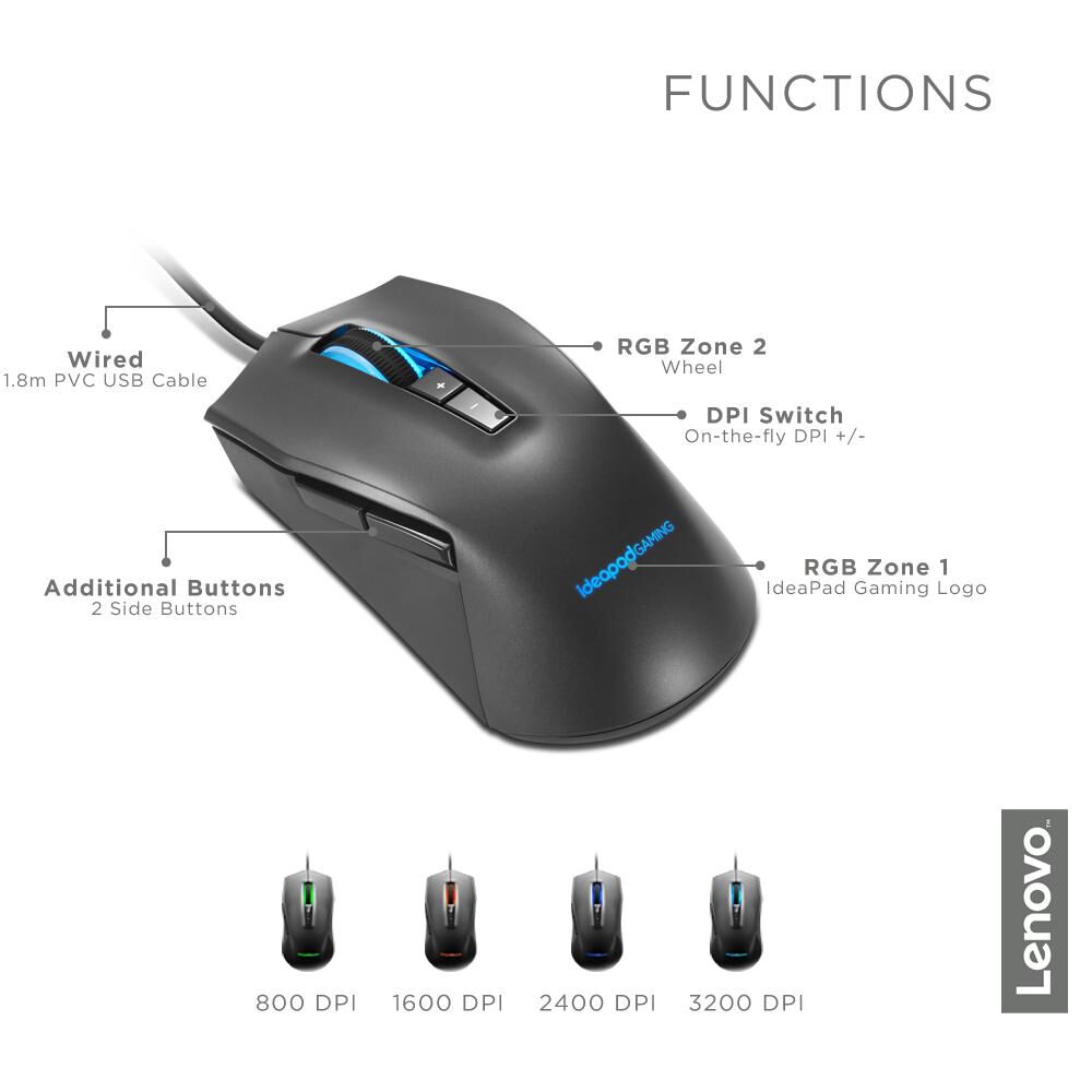 Mouse Gamer Lenovo Ideapad Gaming M100 Rgb image number 7.0