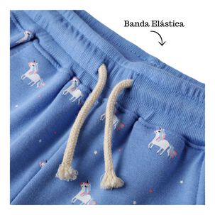 Pantal&oacute;n Buzo Ni&ntilde;a 100% Algod&oacute;n Azul Claro Unicornio