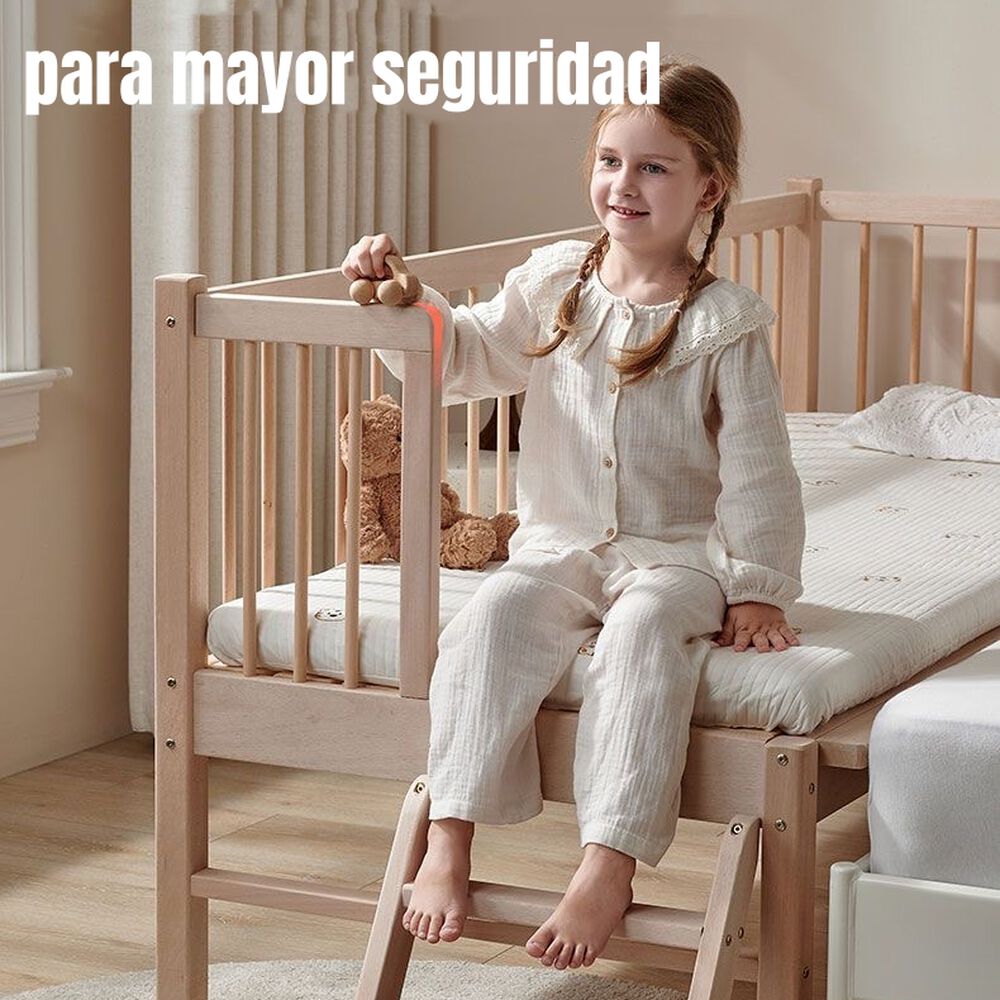 Cama Cuna Colecho Madera 150*70*86cm Con Colchón Lubabycas image number 4.0