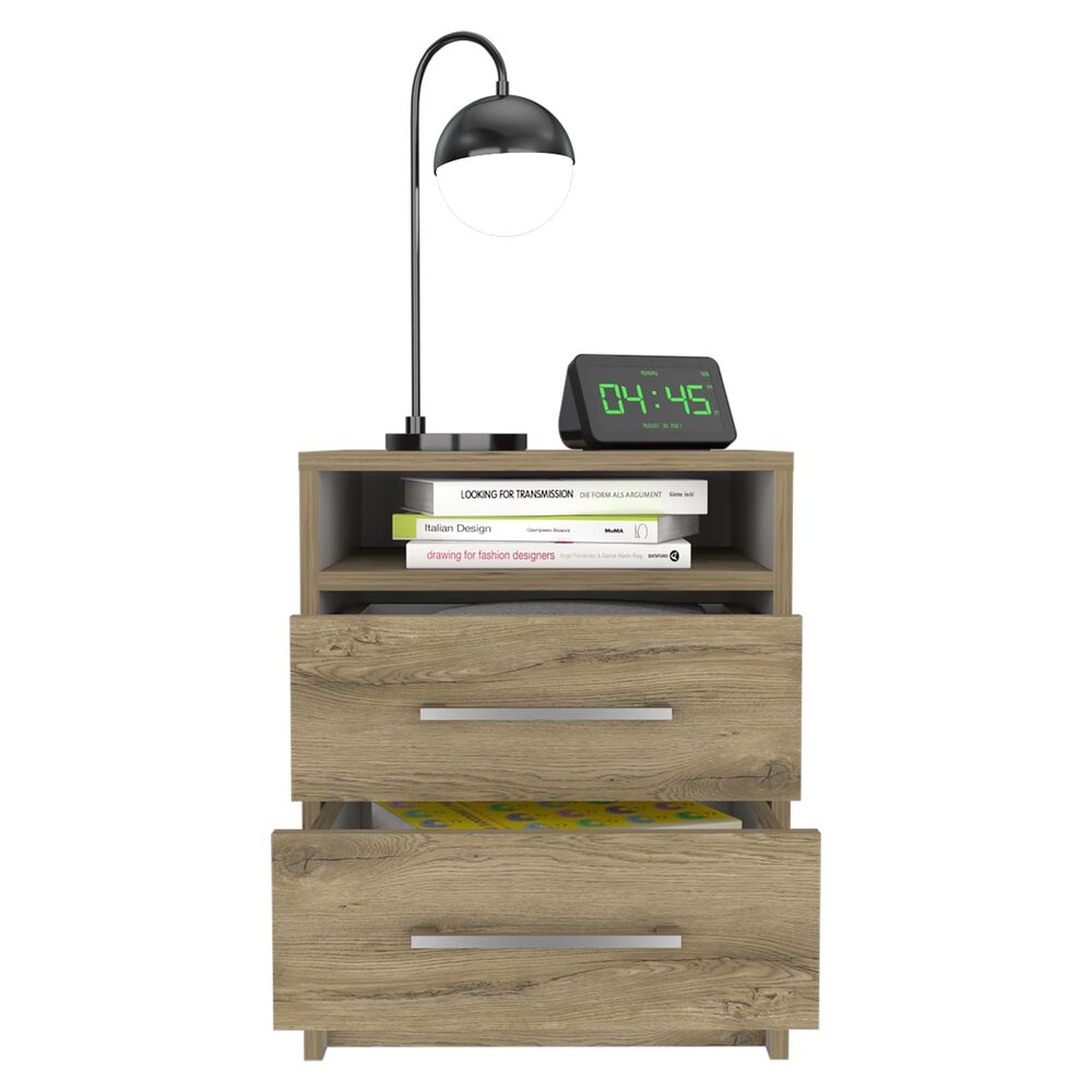 Velador 2 Cajones Fm-020c - Caf&eacute; Claro image number 2.0