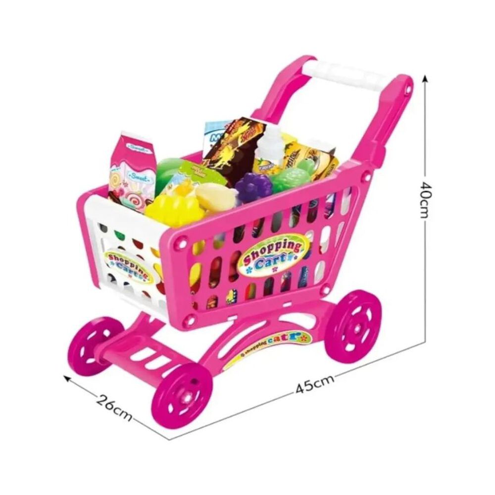 Carrito Supermercado Juguete Para Ni&ntilde;os Rosado 56 Piezas image number 2.0