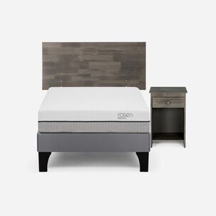Cama Europea Rosen Pratta / 1.5 Plazas / Base Normal + Set De Maderas Tabor Grafito