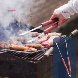 Pinzas Para Parrilla Y Cocina Acero Inoxidable Mango Madera