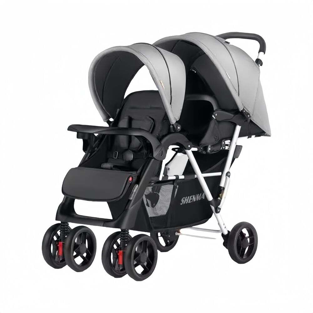 Coche Doble Duo Reclinable Plegable Gris By Lubabycas image number 8.0