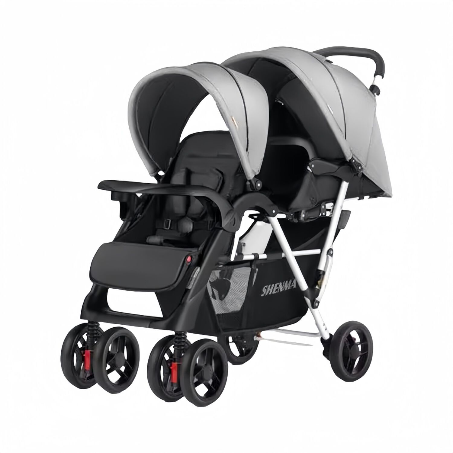 Coche Doble Duo Reclinable Plegable Gris By Lubabycas image number 8.0