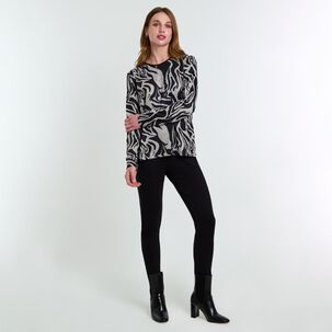 Sweater Estampado Manga Larga Cuello Redondo Mujer Lesage