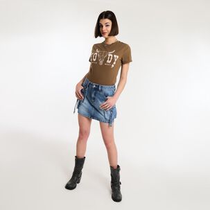 Polera Print Western Manga Corta Cuello Redondo Mujer Rolly Gp