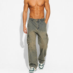 Pantal&oacute;n Jeans Cargo Baggy Hombre