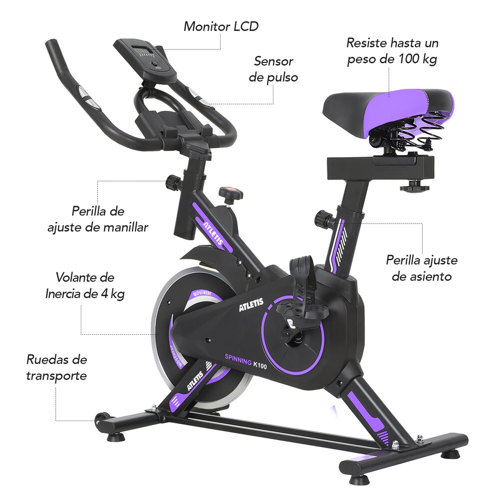 Bicicleta Spinning K100 Morado image number 1.0