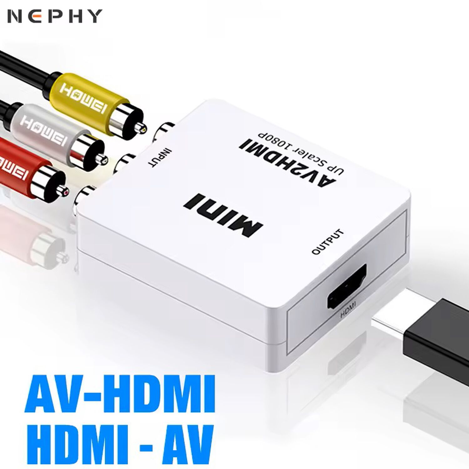 Adaptador Rca 2av A Hdmi Convertidor Rca Hembra Hdmi Hembra Conversor 2av A Hdmi Audio Y Video Cuadrado Blanco image number 3.0