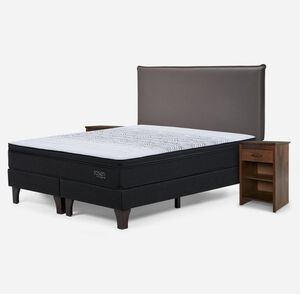 Cama Europea Rosen Tempo / 2 Plazas / Base Dividida  + Set Maderas Maurice Chocolate