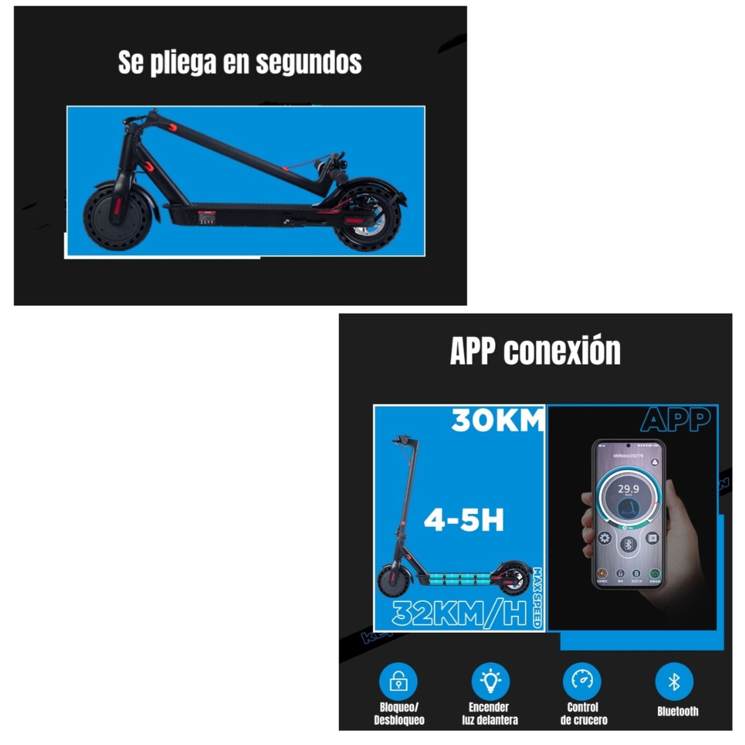 Scooter El&eacute;ctrico Aluminio Con App 30km 36v 350w E9pro image number 6.0