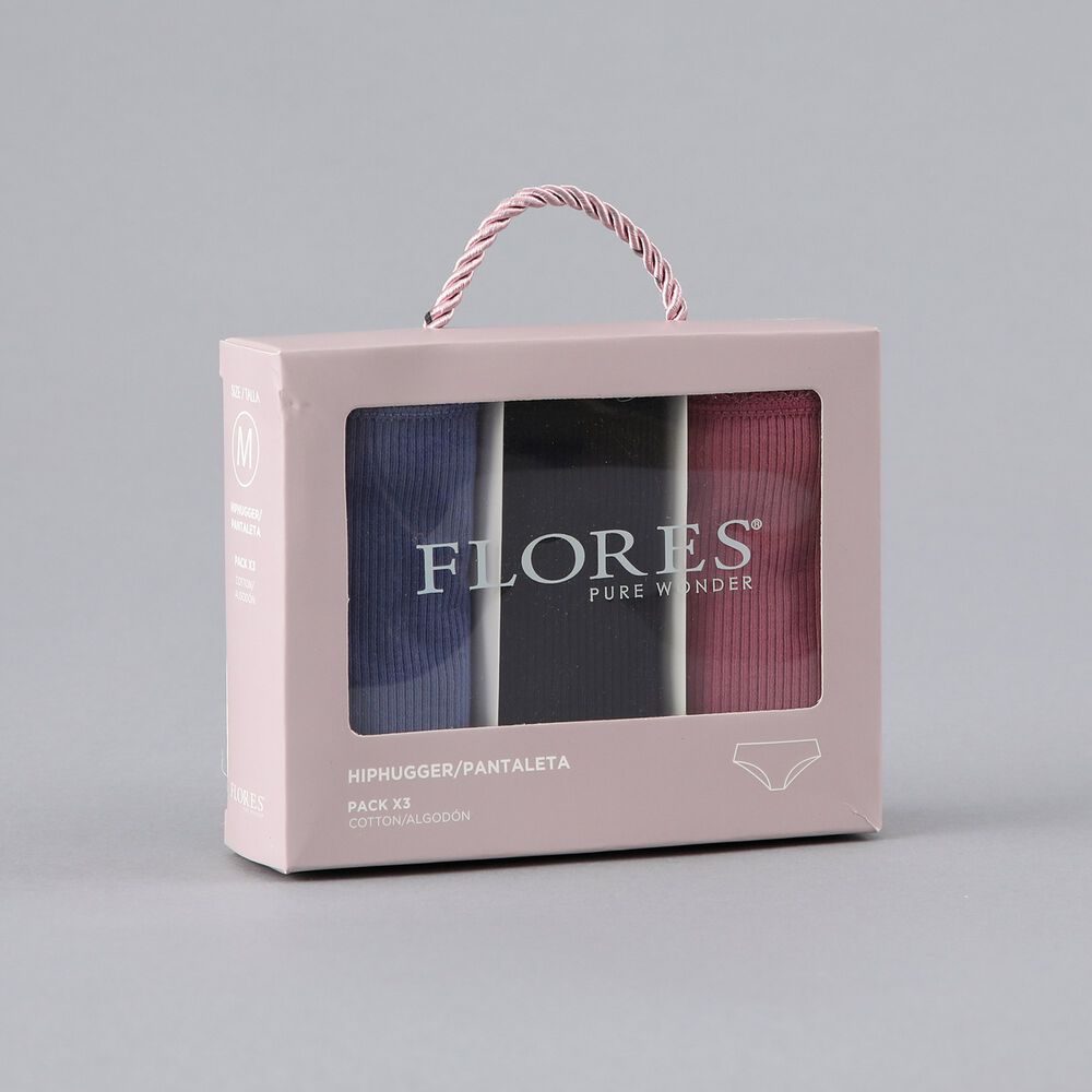 Pack 3x Pantaleta Algodon Rib Flores Mujer 25577-2 image number 0.0