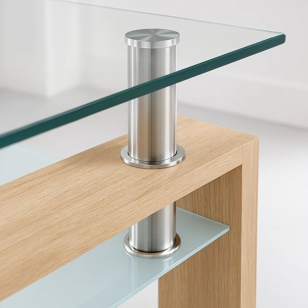 Mesa De Centro Para Living Rectangular De Vidrio Y Madera image number 12.0