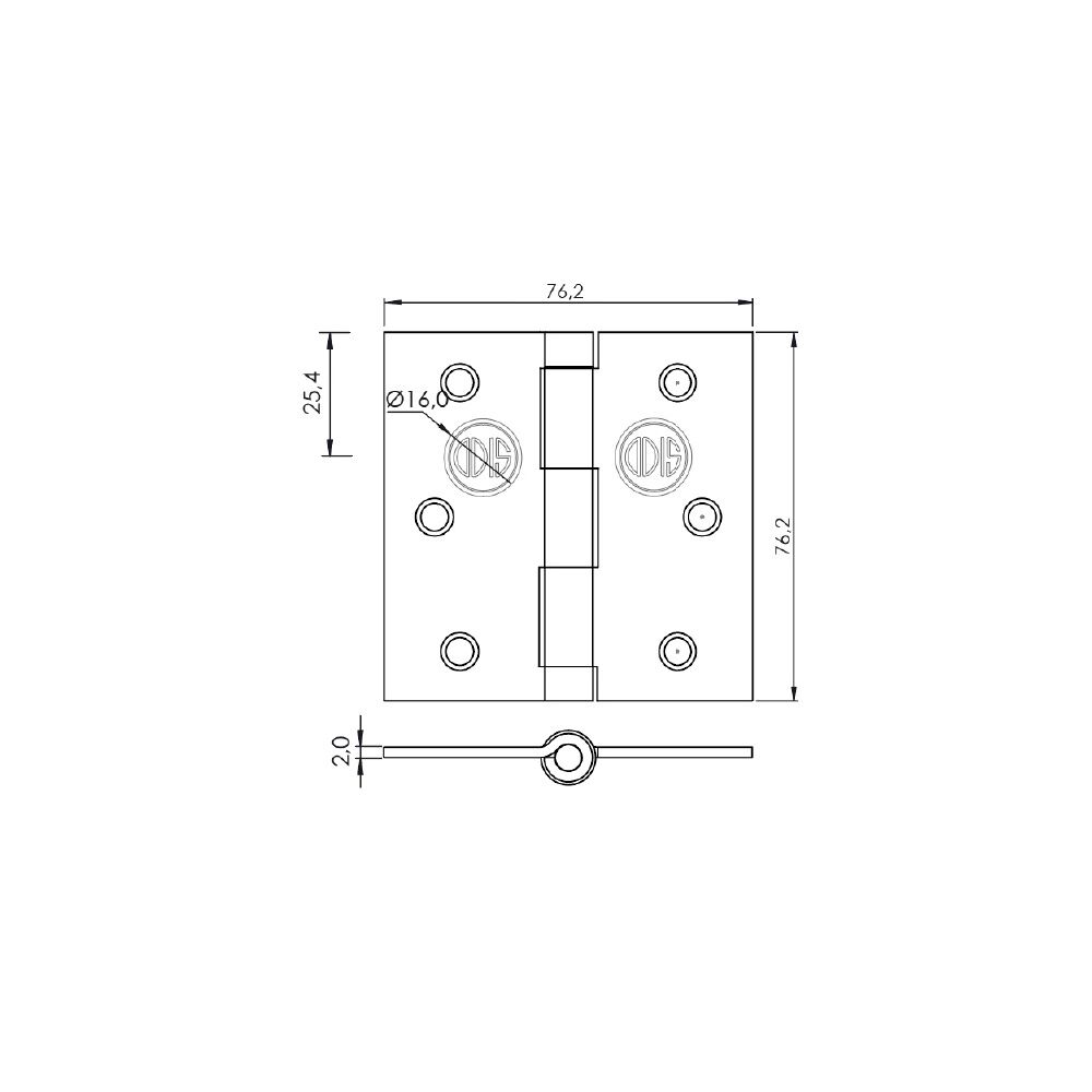Pack 3 Bisagras Acero Odis 3&rdquo;&times; 3&rdquo;&times;2,0mm - Negro image number 5.0
