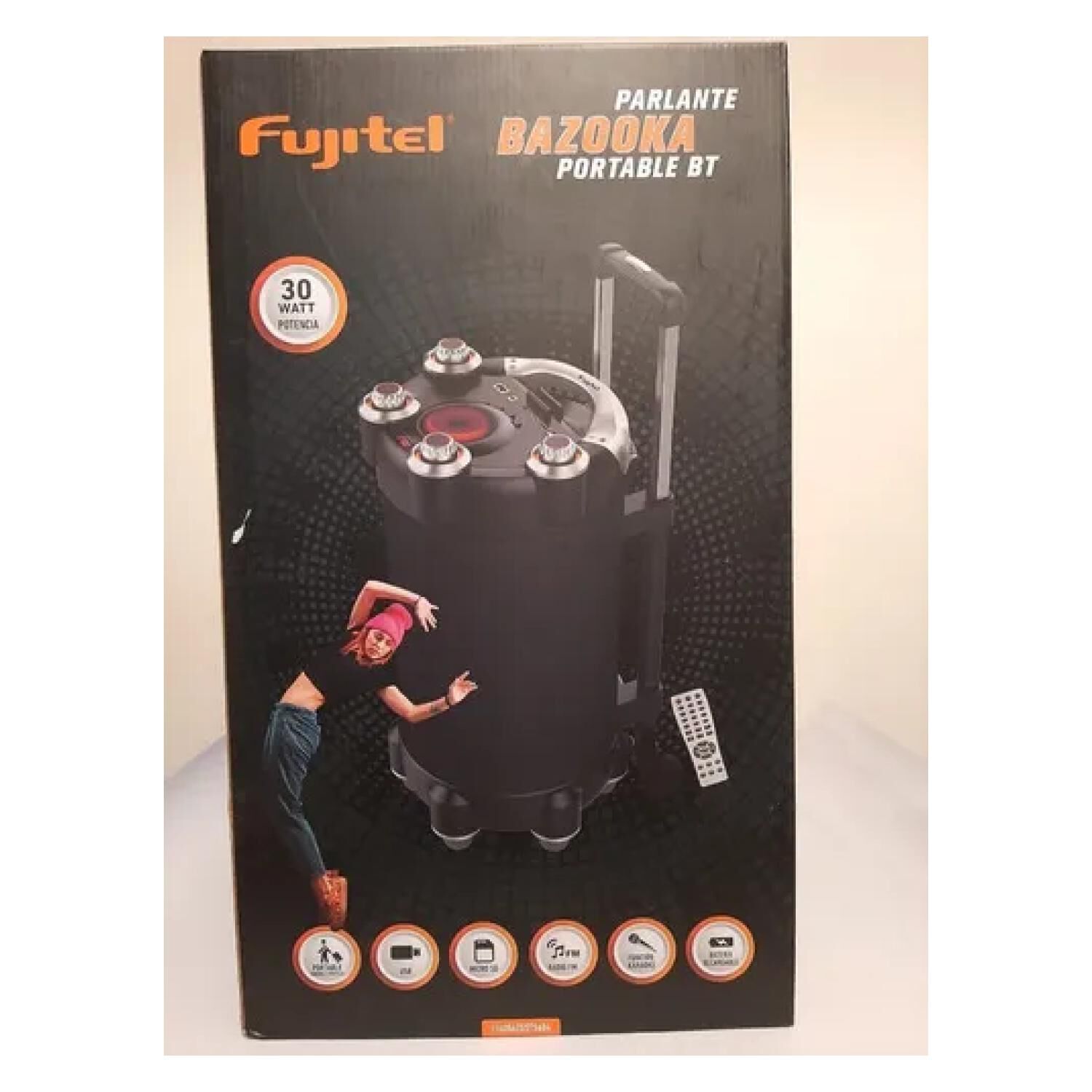 Parlante Bazooka Portatil Bt Usb 30w Control Remoto Fujitel image number 1.0