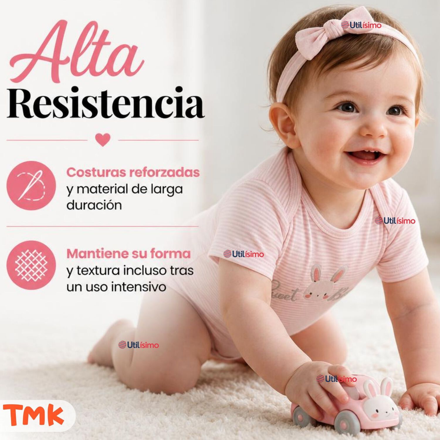 Pack 5 Bodys Manga Corta 100% Algod&oacute;n Tedmimak Ni&ntilde;a Bunny Blossom image number 8.0