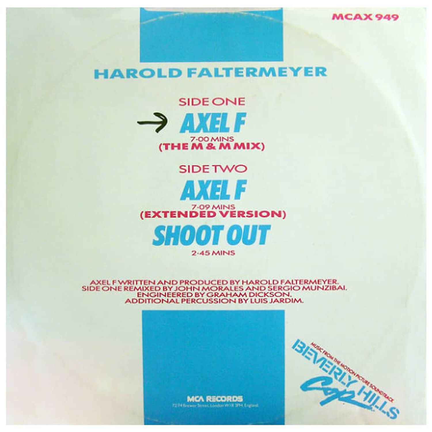 Harold Faltermeyer - Axel F (the M&m Mix) | 12" Maxi Single Usado image number 1.0