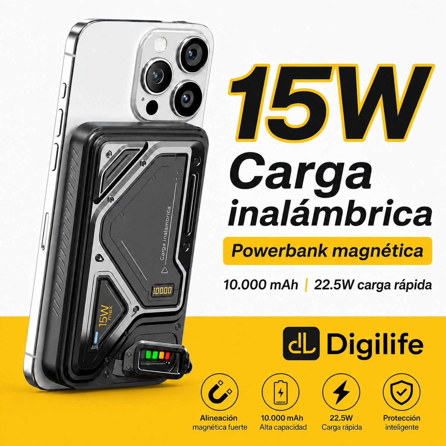 Powerbank De Carga Inal&aacute;mbrica De Inducci&oacute;n 10a Carga R&aacute;pida image number 5.0
