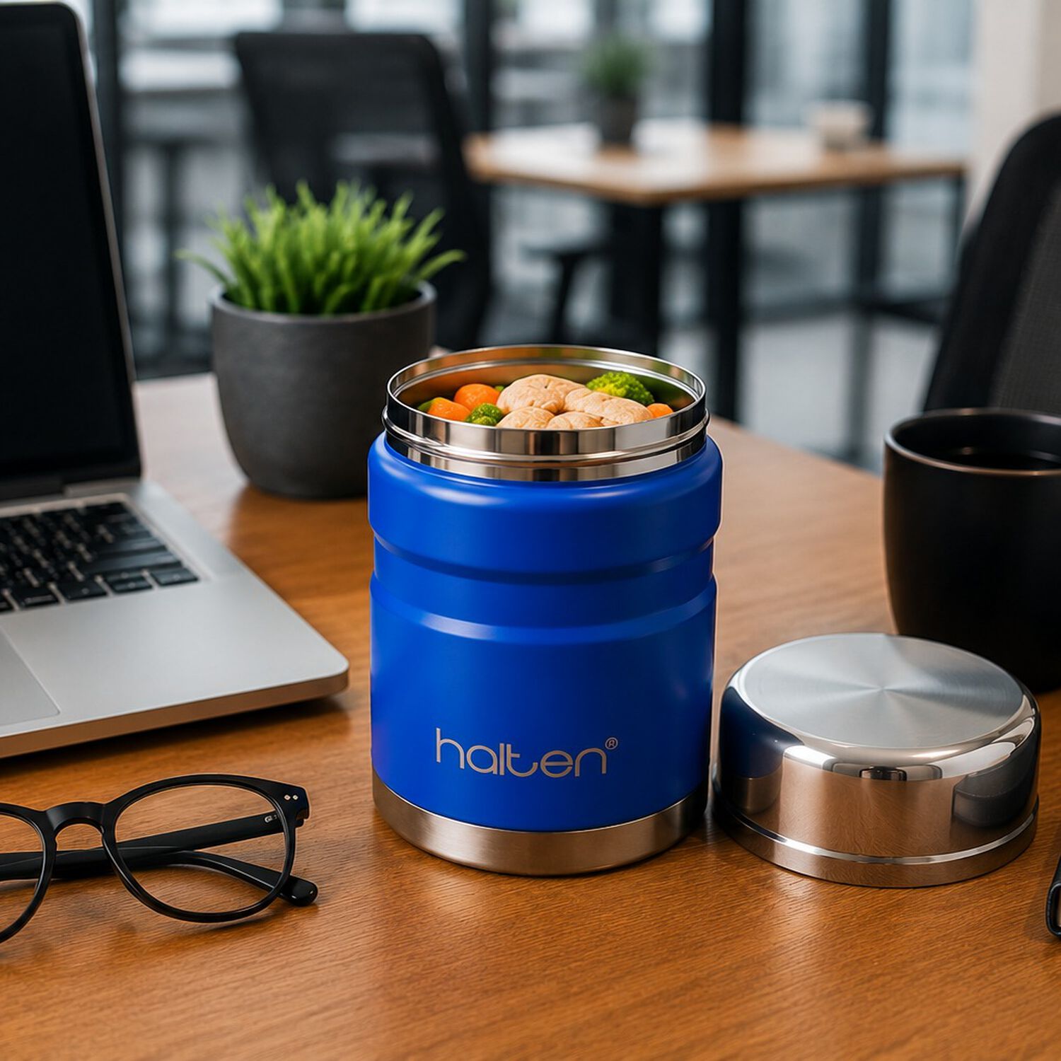 Termo De Comida Acero Inox 750 Ml Marca Halten Color Azul Electrico image number 2.0