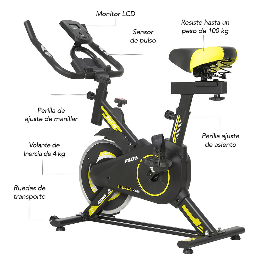 Bicicleta Spinning K100 Amarillo image number 1.0