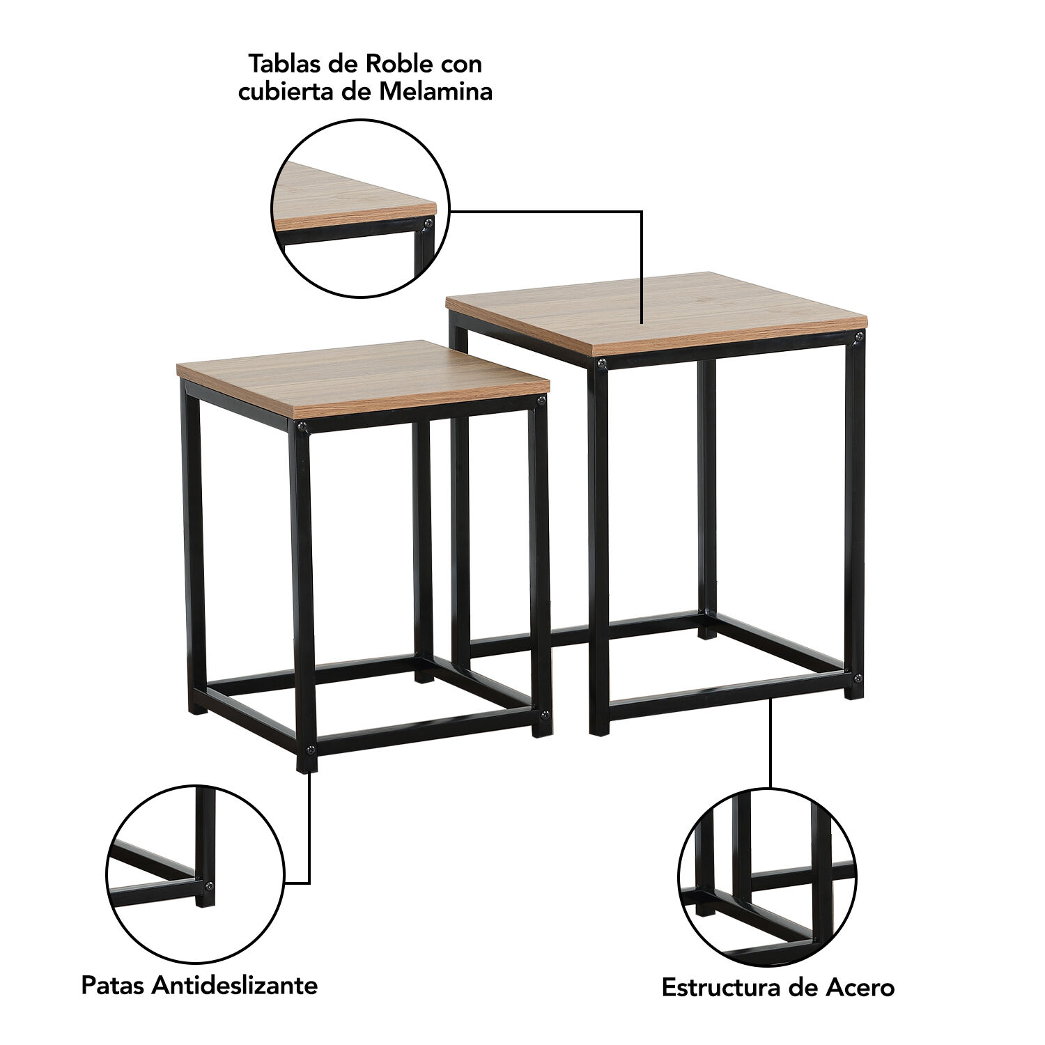 Set Mesas Laterales Auxiliares Industrial Caf&eacute; image number 4.0