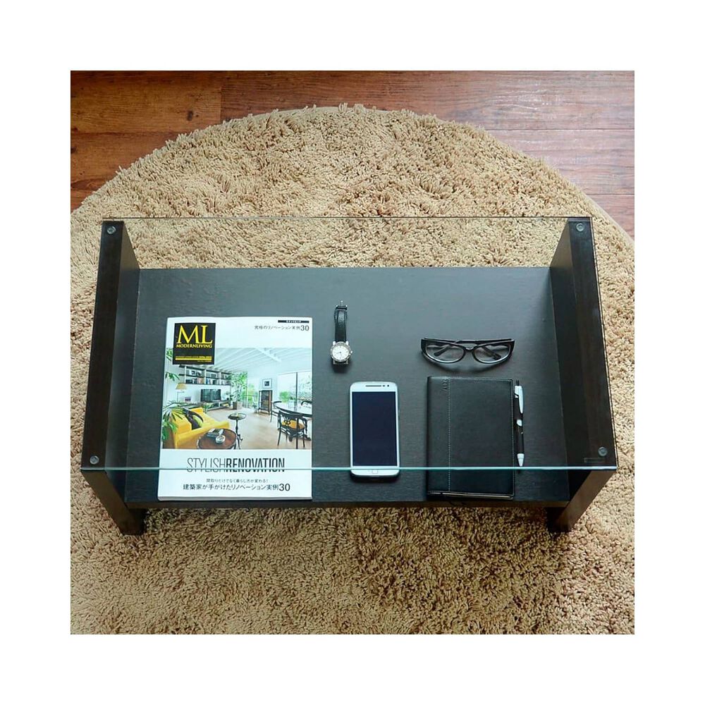 Mesa De Centro Walnut Rectangular De Vidrio image number 3.0