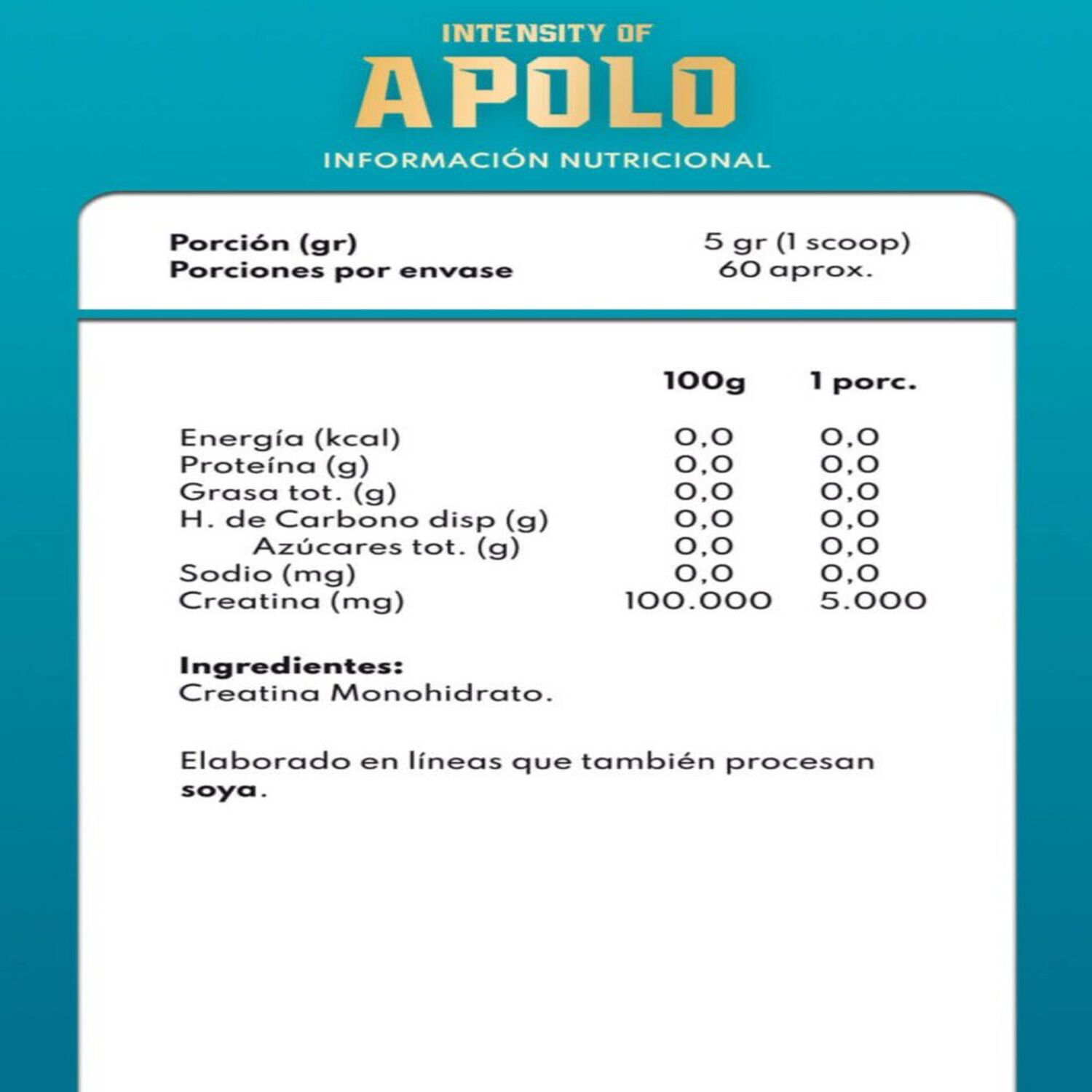Proteina Zeus 100 %whey(sabor Vainilla)+creatina Apolo 300g + Minibottle image number 3.0