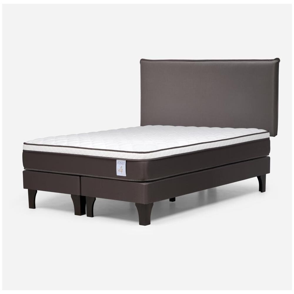 Cama Europea Rosen New Style 4 Plus / 2 Plazas / Base Dividida  + Respaldo Maurice Chocolate image number 1.0