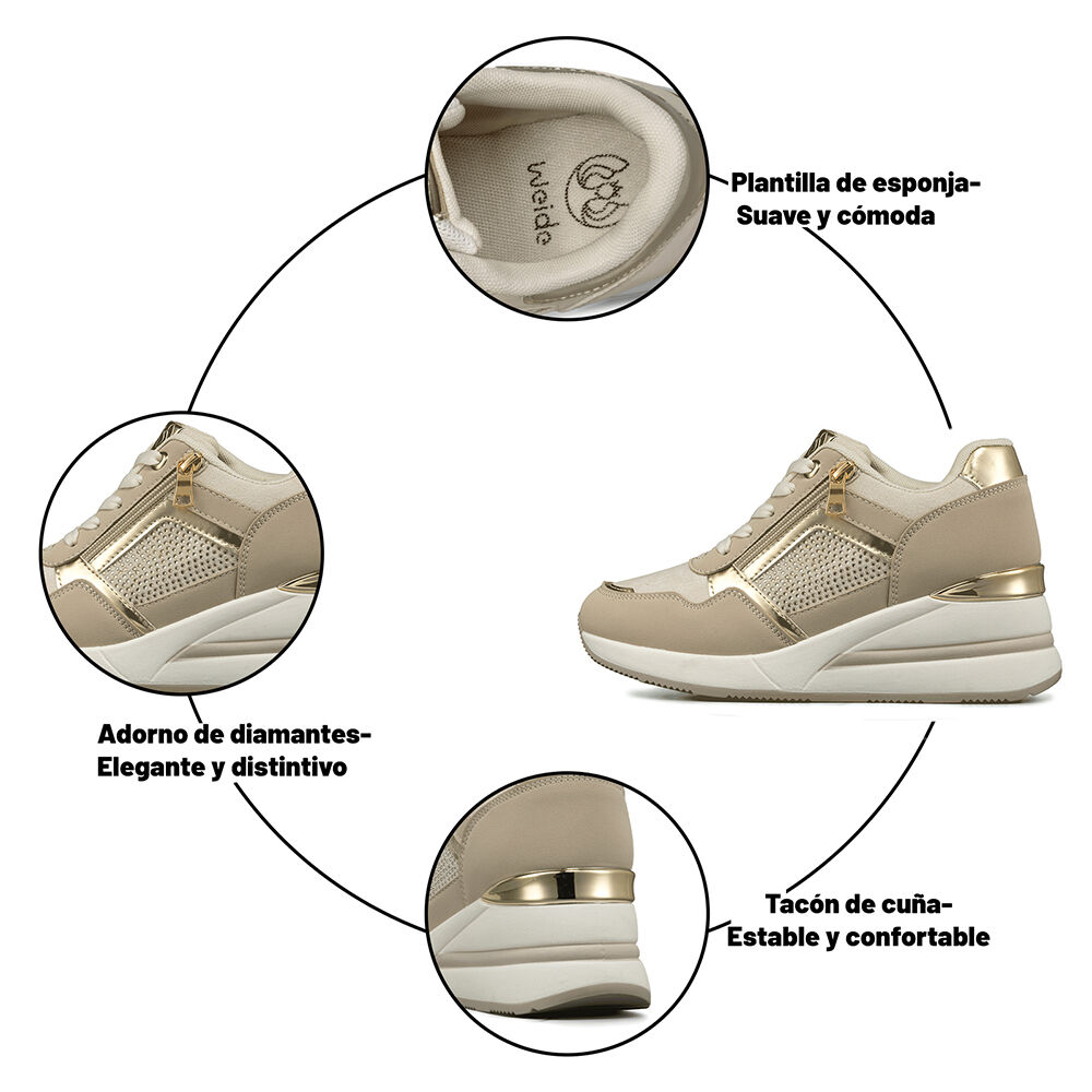 Zapatilla Deportiva Taco Cuña Malla Mujer Weide Jll61 image number 3.0