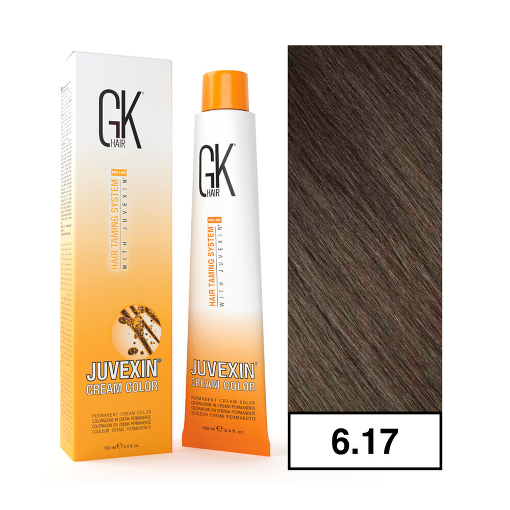 Gkhair - Tintura Cream Color Permanente Vegana 100ml + Oxidante - 6.17 Rubio Oscuro Mate image number 0.0