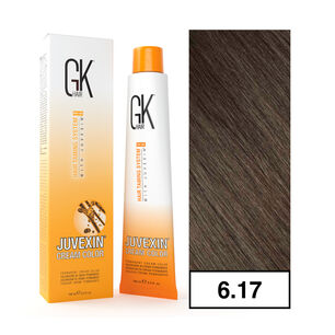 Gkhair - Tintura Cream Color Permanente Vegana 100ml + Oxidante - 6.17 Rubio Oscuro Mate