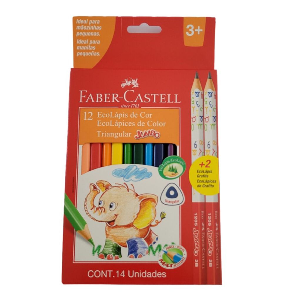 Lapices De Colores Jumbo12 Und + 2 Grafito Faber Castell image number 0.0